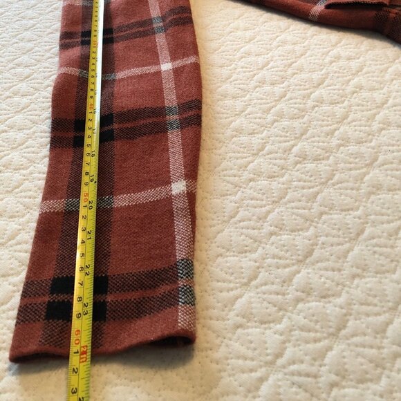 Joie Cardigan Sweater Size Medium, Soft Orange/Rust/Black Plaid, Full Zip - Picture 6 of 9